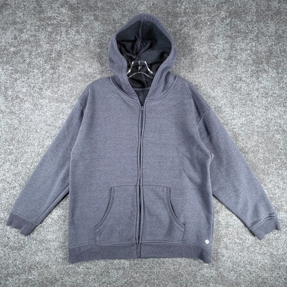 Danskin Hoodie Men's‎ Heather Gray Sherpa-Lined Athleisure Workout Full Zipper